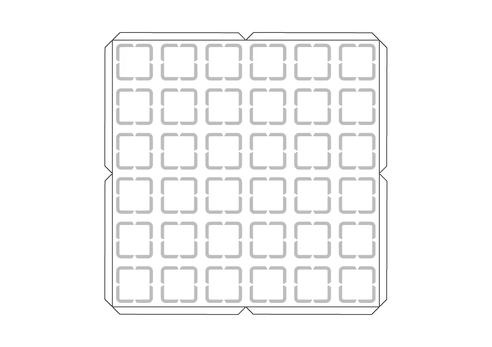 Natisljivi PDF igri&scaron;ča polne velikosti 2x2 (A1) s pogledom od zgoraj na igri&scaron;če 123 velikosti 2x2, ki ga je mogoče uporabiti za načrtovanje gibanja robota.